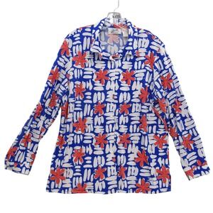 vtg Vera Floral Button Down Long Sleeve Shirt Abstract Print Top XL Flower Power